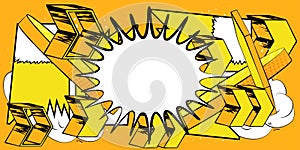 White Comic book speech bubble with yellow Comics abstract arrow Symbols.