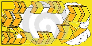 White Comic book speech bubble with yellow Comics abstract arrow Symbols.