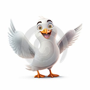 White Comic Duck: A Detailed And Inventive Character In Disney Animation Style