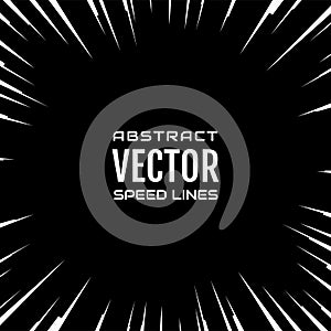 White comic radial speed lines on black base. Effect explosion