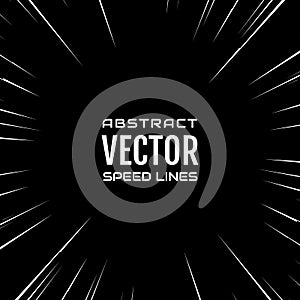 White comic radial speed lines on black base. Effect explosion