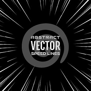 White comic radial speed lines on black base. Effect explosion