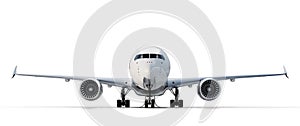 White commercial airplane isolated on white background