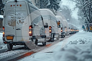 White Commercial Vans on a Winter Day: An Effective Service Firm Concept