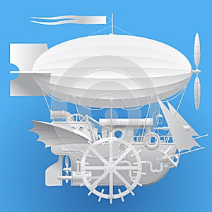 White complex fantastic flying ship