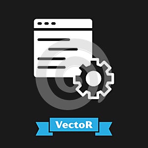 White Computer api interface icon isolated on black background. Application programming interface API technology