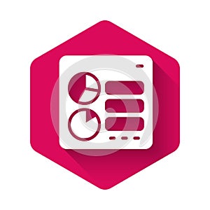 White Computer api interface icon isolated with long shadow background. Application programming interface API technology