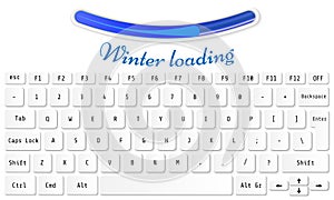 White computer keyboard button layout template with letters for