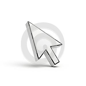 White Computer Mouse Cursor Arrow on White Background with Shadow pointer