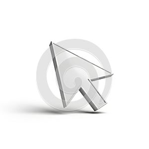 White computer mouse cursor arrow icon with a subtle shadow on a white background pointer
