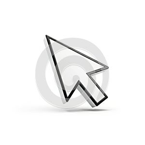 White Computer Mouse Cursor Arrow with Black Outline on White Background pointer