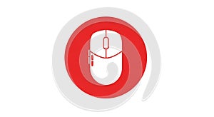 White computer mouse graphic red circle background device technology peripheral input