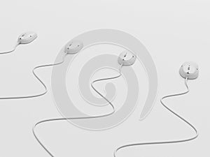 White computer mouses concept team