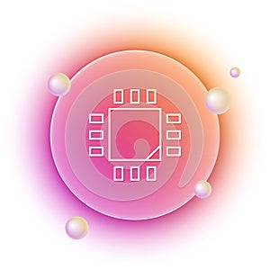 White Computer processor with microcircuits CPU icon isolated on white background. Chip or cpu with circuit board. Micro