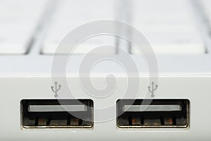 White computer usb ports