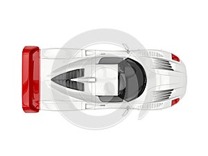 White concept super car with red decals - top view