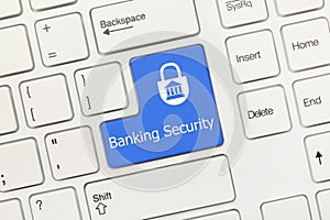 White conceptual keyboard - Banking Security blue key