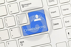 White conceptual keyboard - Crowdsourcing blue key
