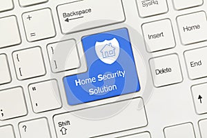 White conceptual keyboard - Home Security Solution blue key