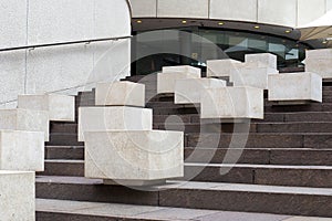 White Concrete Blocks on dark Granite Steps