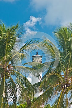 White, concrete, lighthouse, functioning as a navigational aid for ships