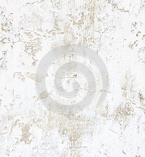 White concrete wall with peeling paint. Grunge background