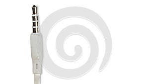 White connector or pin one piece three and a half millimeters 3.5 mm on a white background
