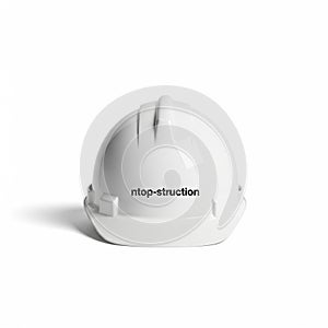 White construction hard hat with text