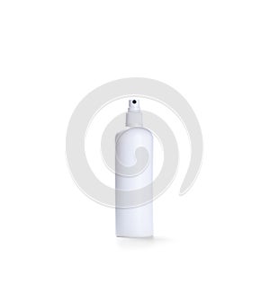 White container of spray bottle isolated over white