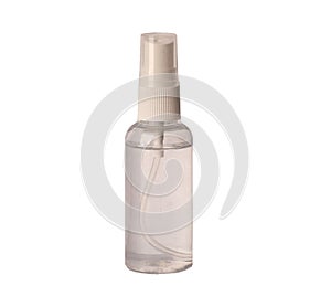 White container of spray bottle. Isolated on a white background