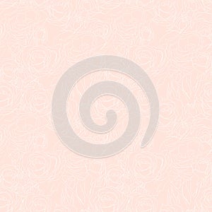 White contours of rose flowers on softness pink background.