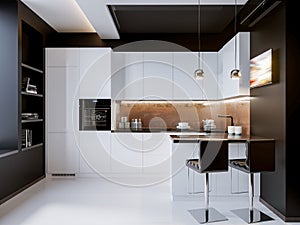 White Contrast Modern Kitchen Interior Design