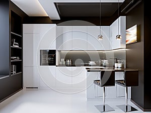 White Contrast Modern Kitchen Interior Design