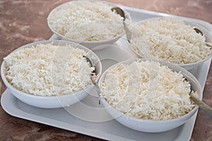 White Cooked Rice being served at a resturant