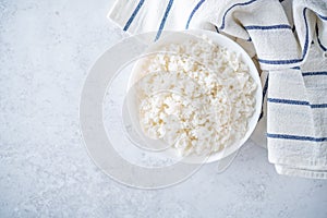 White cooked rice in a bowl