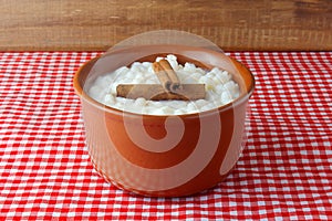 White corn cooked with milk known as canjica, canjicÃ£o or mungunza, typical dish of Brazilian gastronomy