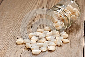 White corn and glass jar