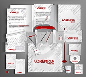 White corporate identity design template with gray dotted lines. Vector illustration