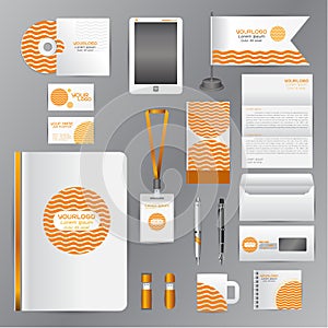 White corporate identity template with Orange origami elements.