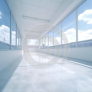 White corridor in modern office building,  illustration background