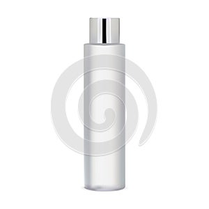 White cosmetic bottle mockup. Cylinder shampoo