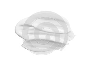 White cosmetic cream smear smudge swipe isolated on white background. Lotion, moisturizer, beauty creme texture photo