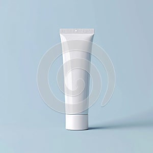 White cosmetics bottle on a plain background, cream tube mockup