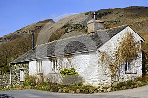 White cottage in countryside