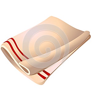 White cotton towel isolated on white background. Vector cartoon close-up illustration.