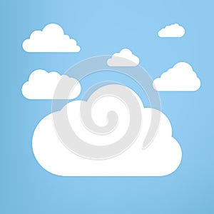 White Couds elements groups, and clouds on isolated blue background, and Groups of white Clouds collection in flat design styles,