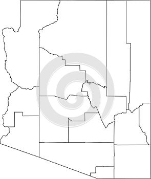 White counties blank map of Arizona, USA