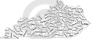 White counties map of Kentucky, USA