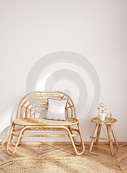 White cozy children room interior background, wall mockup