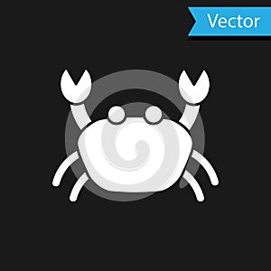 White Crab icon isolated on black background. Vector.